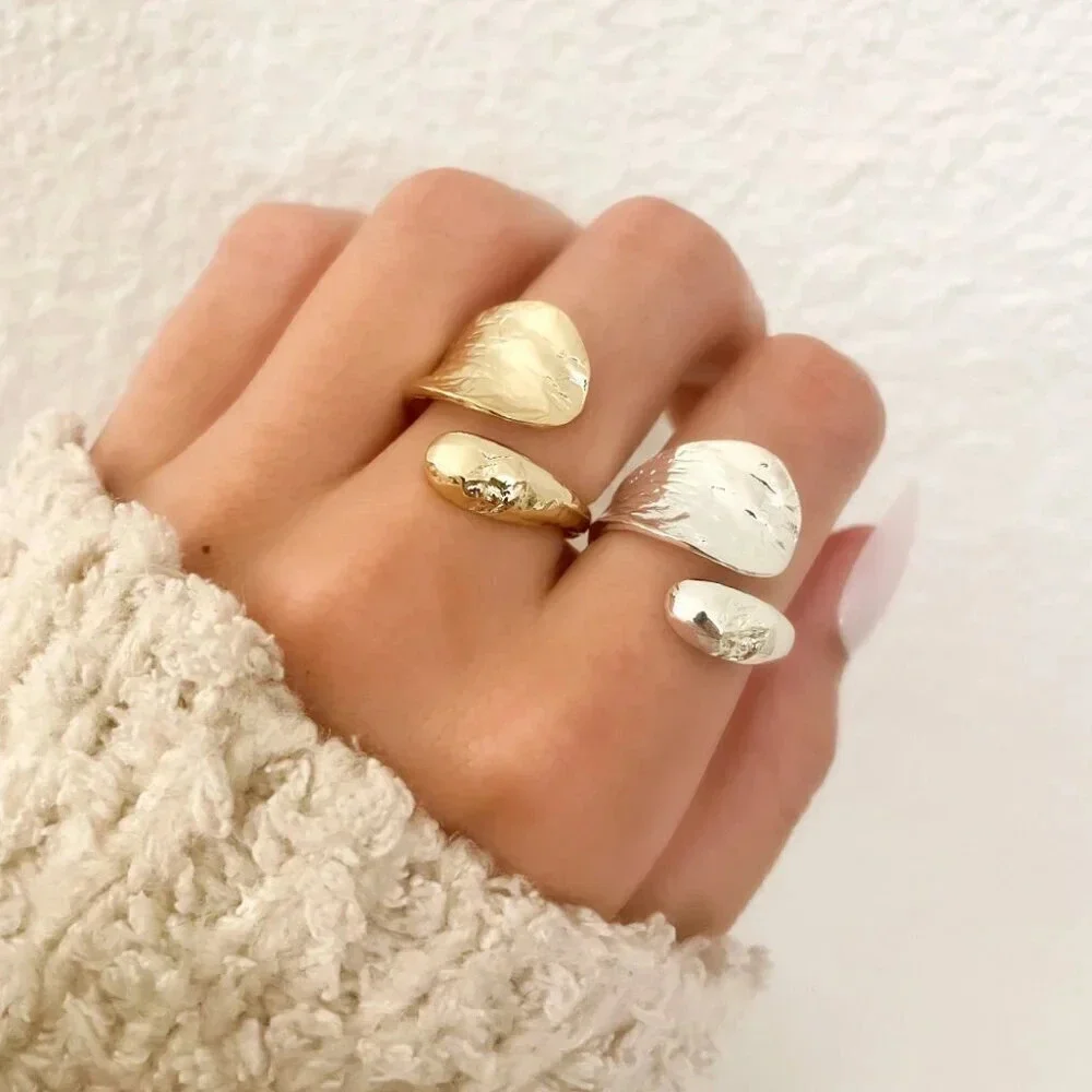 925 Sterling Silver Hammered Ring Chunky Wrap Ring Statement Ring Boho Ring